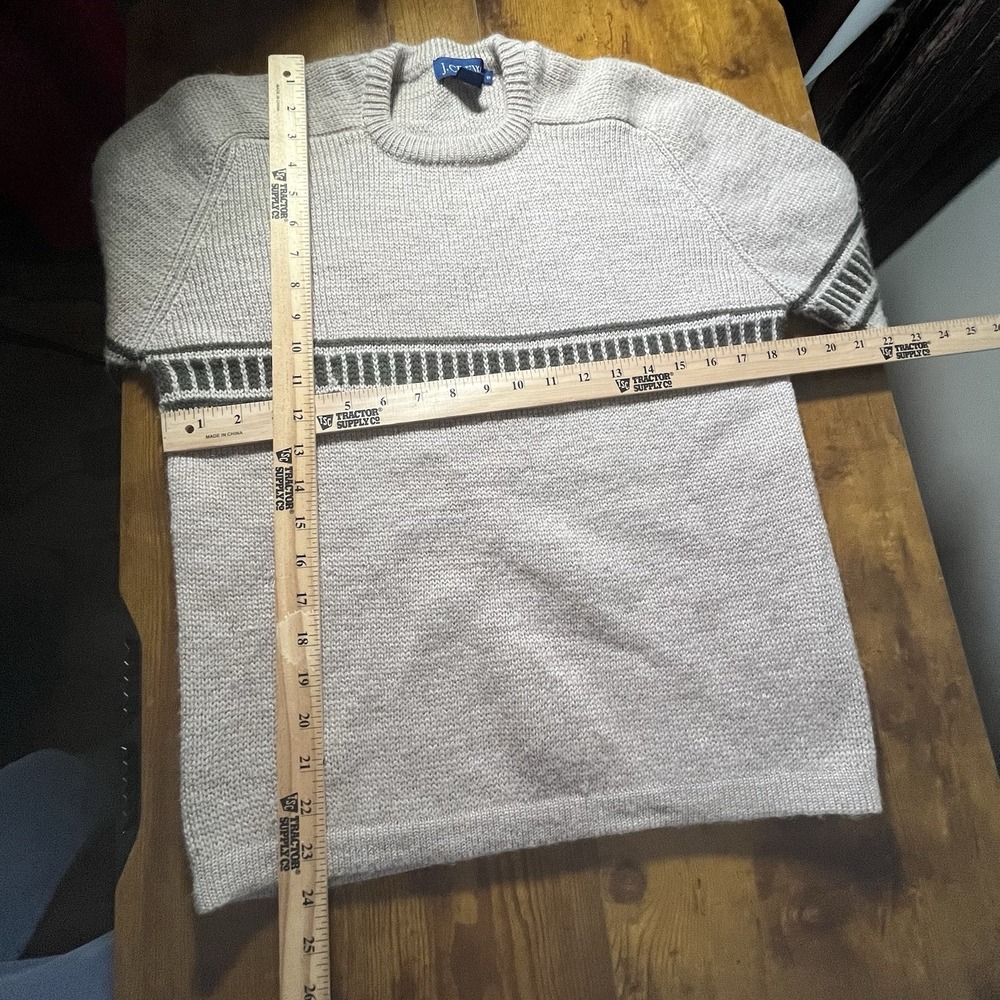 J. Crew Thick Wool Sweater Vintage 90s Pullover Beige Crewneck Knit Men's Small - Picture 6 of 6